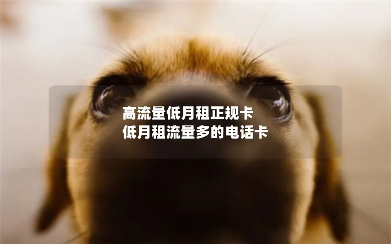 高流量低月租正规卡 低月租流量多的电话卡