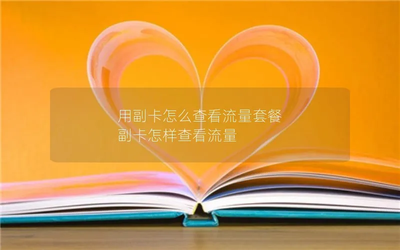 用副卡怎么查看流量套餐 副卡怎样查看流量