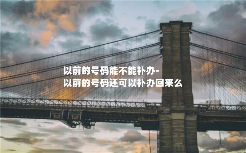 以前的号码能不能补办-以前的号码还可以补办回来么